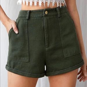Green High-rise Shorts